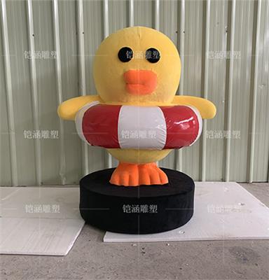 植绒泡沫雕塑鸭子摆件定制 商场美陈植绒鸭子雕塑