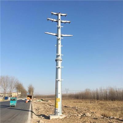 湖南省单回路钢管杆架空线60度转角钢管杆