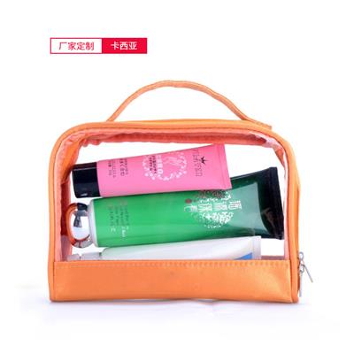 卡西亚 新款淑女休闲大容量手提透明化妆包 PVC防水礼盒包