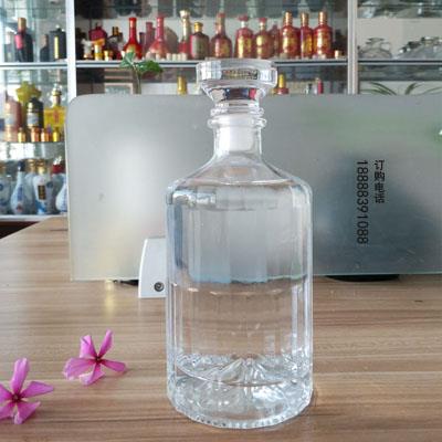 透明圆柱型玻璃酒瓶420ml白酒瓶木塞瓶果酒饮料瓶定制果汁玻璃瓶