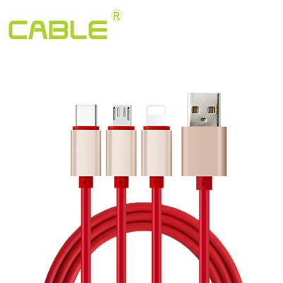 cable一拖三3A快充数据线 三合一USB充电线定制通用1.5m厂家批发