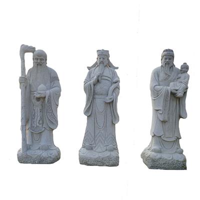 花岗岩石雕福禄寿三星 寺院神像摆件 人物雕像供奉