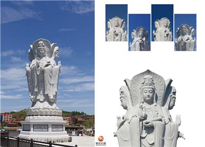 专业加工大型寺院佛像雕刻 四面石雕观音雕塑