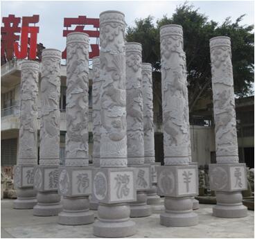 现货中国传统石雕十二生肖石柱子园林景观摆件