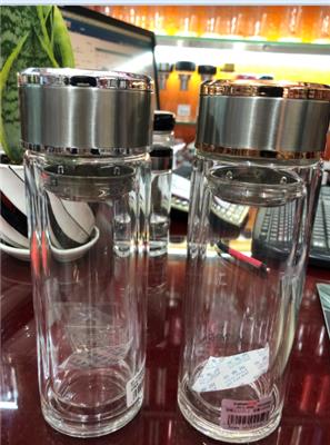 富光大容量直饮杯西安钢化玻璃杯定做免费印字户外大号水壶