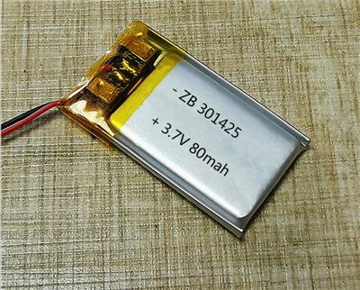 振博直销聚合物301425锂电池3.7V 80mah 用于：蓝牙 录音笔