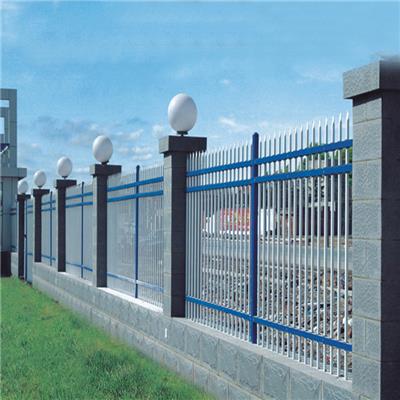 广州小区防爬栅栏 湛江公园黑色围栏 蓝白色三道梁围栏