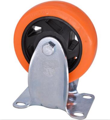 明威脚轮厂中型橙色通花轮黑芯橙皮硬度好易推轮