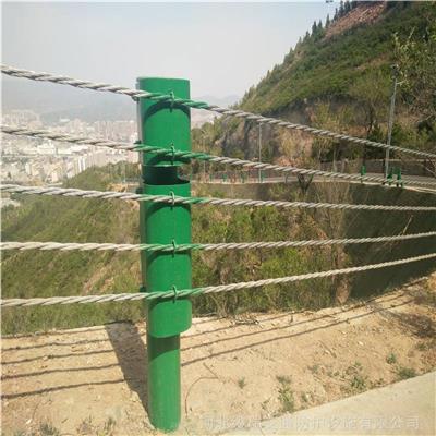 湖南沅江缆索防撞护栏 景区喷塑五索缆索护栏价格 提供安装售后