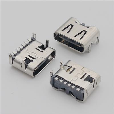厂家直销 type-c6P母座 板上型快充USB3.1母座 短体6.8