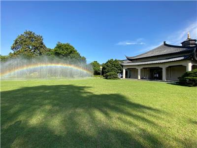 杭州西湖人造彩虹系统 西子宾馆实拍人造彩虹 景点引流