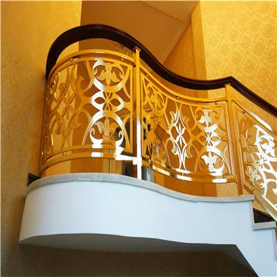 佛山定制铝艺楼梯扶手测量安装室内铝合金旋转楼梯护栏厂家