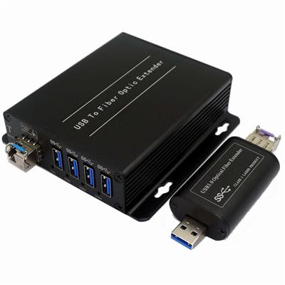 新锐视听 4口4路USB3.0光端机 兼容USB2.0 USB1.1协议传输 单双纤 LC光口