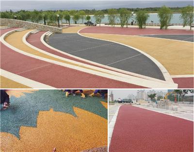 广西桂林高标号水泥轻骨料彩色透水混凝土路面铺装