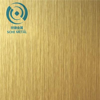 世捷金属电梯门套钛金不锈钢板彩色真空镀黄钛拉丝板