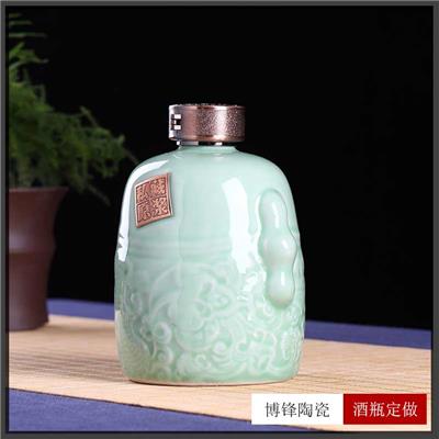 新中式1斤3斤5斤装复古绿色陶瓷白酒瓶家用散装密封白酒坛子定制