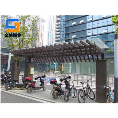宁波金驰棚业厂家定制安装钢木玻璃自行车棚