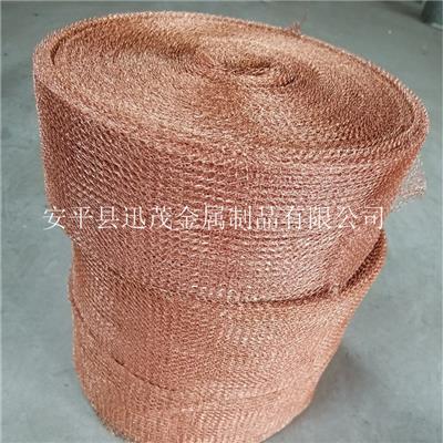 现货销售紫铜丝气液过滤网 40-100扁丝红铜针织网 铜丝网套屏蔽网