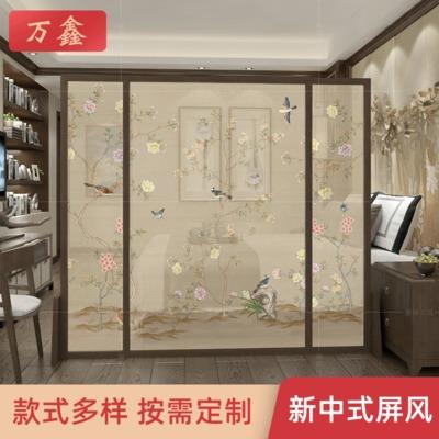 新中式屏风隔断客厅时尚玄关办公实木装饰
