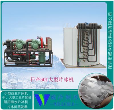 威冷水产加工厂用制冰设备日产50T大型业片冰机