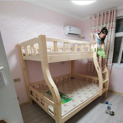 小植全实木儿童床1.5m弯腿子母床上下床高低床上下铺双层床两层床