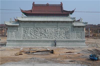 西安惠达雕塑厂九龙壁青石浮雕生产安装