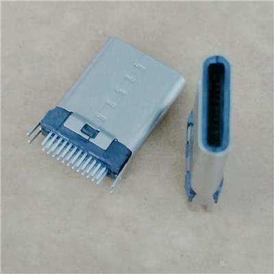 USB 3.1插头 TYPE-C 24P夹板公头 夹板0.8 带鱼叉脚 总长L=12.1mm