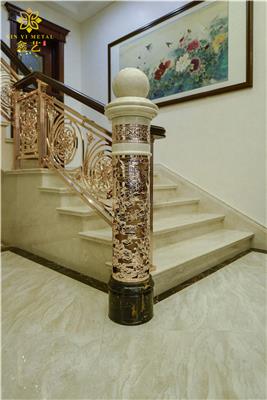 北京会所铜圆弧楼梯扶手厂家 别墅典型旋转楼梯 款式新颖