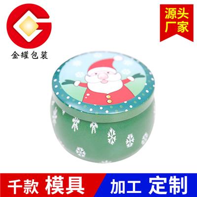 厂家定做 圆形铁罐 圣诞糖果铁盒 欧式创意 DIY 香薰大肚蜡烛罐