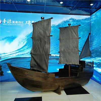 3米餐饮海鲜店吧台木质海盗船造型