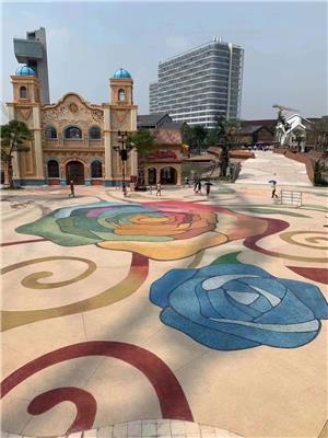 上海玛雅水上乐园同款砾石聚合物彩色洗砂地坪施工工艺