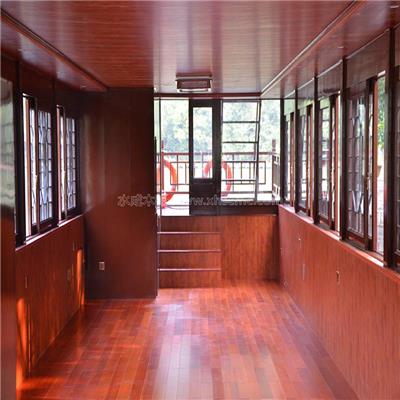 销售单层大型旅游船 河北沧州防撞玻璃钢船底 木质画舫船尺寸