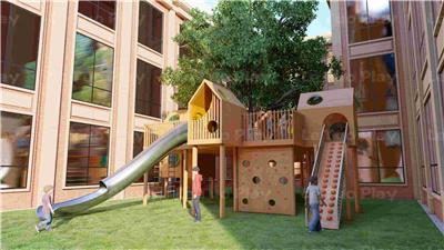 非標定制大型兒童戶外不銹鋼滑梯組合樹屋