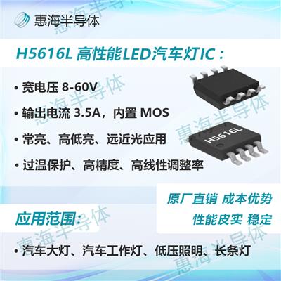 60V惠海半导体LED汽车大灯恒流驱动调光IC低成本H5616L