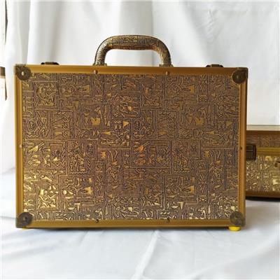 薇西尔红酒洋酒包装箱 礼品盒 古铜色铝合金仿古手提礼品箱