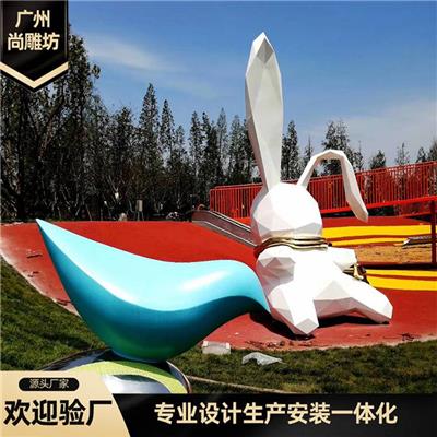 广东尚雕坊工厂 玻璃钢定制户外落地雕塑摆件兔子仿真动物流氓兔