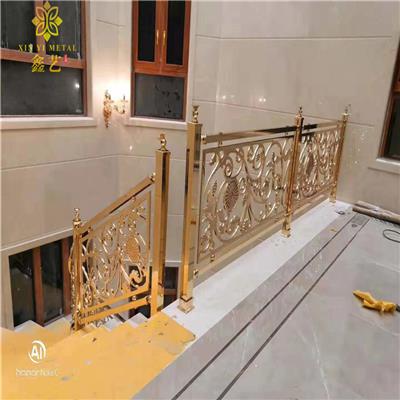 江苏酒店铜楼梯扶手厂家 复式铜艺楼梯护栏