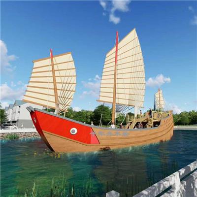 博物馆室内景观装饰郑和宝船古战船帆船模型厂家定制