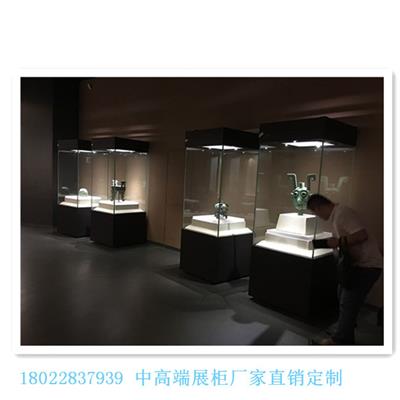 杭州博物馆展柜定制木质烤漆文物收藏品展示独立柜带灯