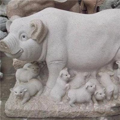 广东雕塑工厂定制石猪雕塑