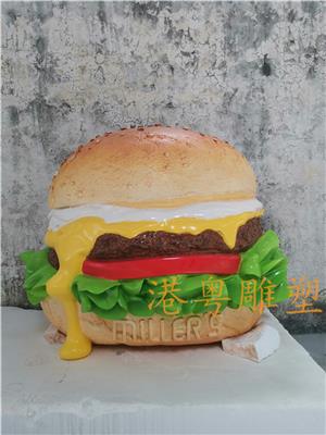 香辣鸡腿堡玻璃钢汉堡模型汉堡店铺招牌雕塑树脂摆件