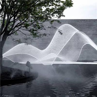 广州不锈钢仿水波纹雕塑 假山水造景景观雕塑