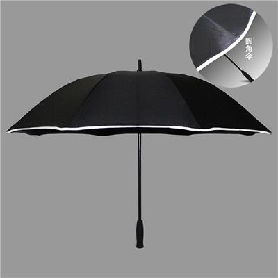 新款创意圆角三折伞安全角黑夜反光条黑胶防晒晴雨两用伞定制logo
