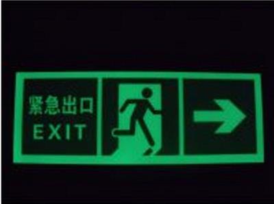 消防紧急安全出口指示牌，PVC磨砂带背胶夜光蓄光导向牌