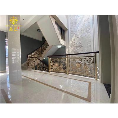 铝板雕刻金属楼梯-北京家居定制旋转铜楼梯扶手厂家-设计合理
