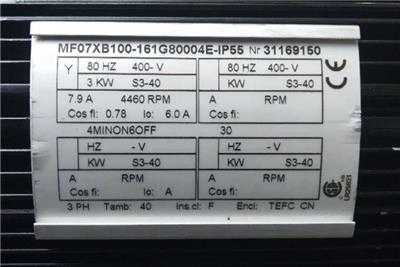 科尼3.6KW起升电机MF10Z-106N161P85025E-1P55订货号
