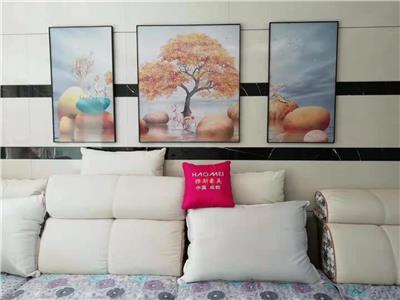 萍乡客厅装饰画批发 客厅晶瓷画 沙发三联画间距多高合适