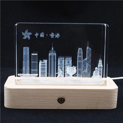 上海水晶玻璃建筑模型定做，３Ｄ模型内雕水晶纪念品，校庆周年摆件经济实惠