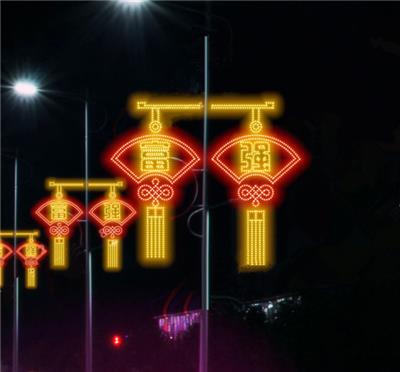 圣诞LED路灯杆造型灯 团花簇锦灯杆造型装饰 过街灯