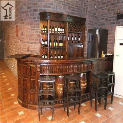 古秀定制 地下酒窖酒架 实木红酒柜 中式酒吧吧台